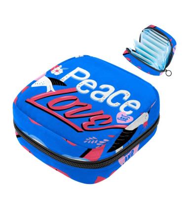 Storage bags for women's bandages "Love Peace" portable for menstrual performances panty lips tampons women's bandages storage holder for women school office multicolored 06