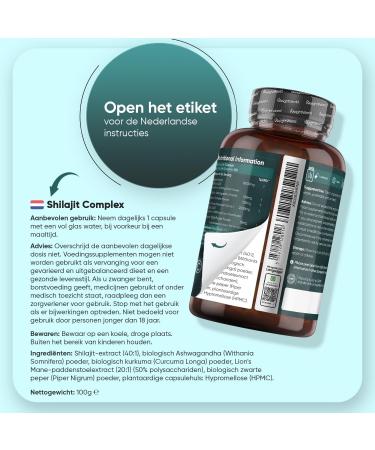 Shilajit Complex 18210 mg With Lions Mane Organic Ashwagandha Turmeric and Black Pepper 120 vegan capsules for a 4month supply Natural ingredients WeightWorld - Buy Online on GoSupps.com