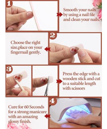 EBANKU 20 PCS Semi Cured Gel Nail Strips Full Wraps | Adhesive Gel Nail Stickers with Nail File | UV/LED Lamp Required - #16 - Buy Online on GoSupps.com