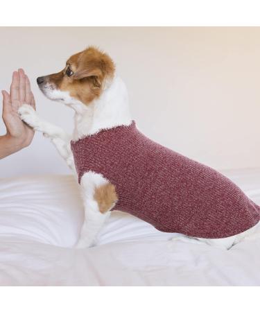 Hjumarayan Medium Dog Sweater - Washable Striped Fleece Shirt for Corgis & Dachshunds - Elastic Fit in Burgundy Red - Buy Online on GoSupps.com