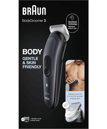 Braun Body Groomer 3 Manscaping Tool For Men With SkinShield Technology Sensitive Comb Wet & Dry 100% Waterproof UK 2 Pin Plug BG3350 Black/Grey - Buy Online on GoSupps.com