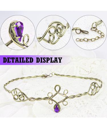 ZJIVQO Forehead Headbands Iron Circlet for Women Woven Forehead Band Crystals Tiaras Hair Band Gold Hair Hoop with Jewels Crystal Rhinestone Wedding Head Band Princess Crown Headband Tiara Purple - Buy Online on GoSupps.com