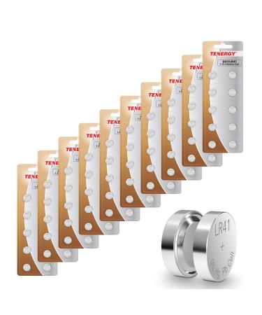 Tenergy 1.5 Volt Battery Button Cell LR41 ag3 Batteries Equivalent Ideal for thermometers Watches Laser Pointers Small Toys Portable Electronics 100 Pack