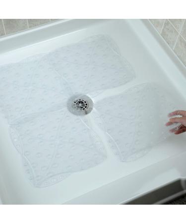 SlipX Solutions Versatile Expandable Bath & Shower Safety Mat System with Microban Protection, Fits Any Size Bath Tub or Shower (Custom Size, Clear, 12" Tiles, 4 Pack)