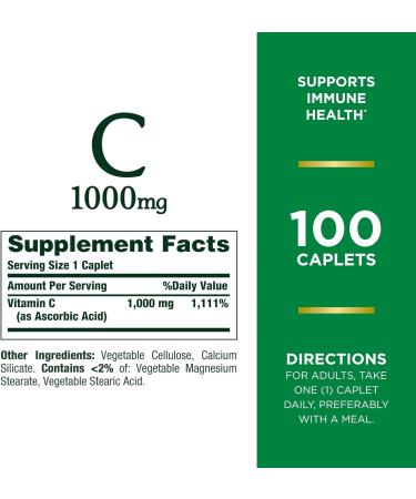 Nature's Bounty Vitamin C 1000mg Immune Support Supplement Powerful Antioxidant 2 Pack 100 Caplets - Buy Online on GoSupps.com