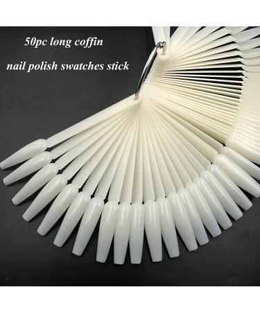 LoveOurHome 150pc Long Coffin Nail Swatch Sticks - Polish Color Display Tips for Nail Art Practice - Buy Online on GoSupps.com