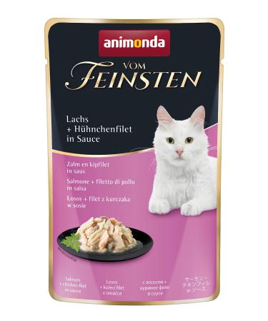 Animonda of the finest adult cat food wet food for adult cats with salmon + chicken fillet in sauce in a fresh bag 18 x 50 g with salmon + chicken fillet in sauce 1 piece (18 pack)