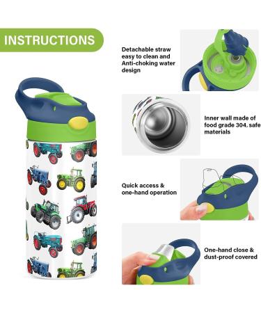 Tractor Kids Stainless Steel Water Bottle - 12oz Vacuum Insulated Double Wall Bottle - Buy Online on GoSupps.com