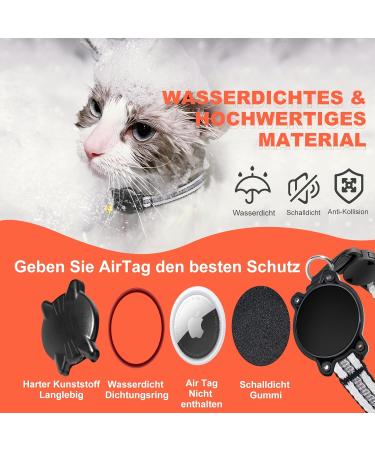 Waterproof Airtag Cat Collar - Reflective Gray XS (18-23cm) with Safety Lock & Elastic for Kittens & Small Dogs - Buy Online on GoSupps.com