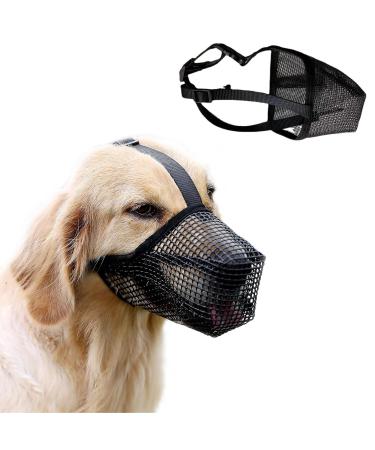 Dog Muzzle Soft Nylon Dog Muzzles Adjustable Breathable Pet Mask Dog Training Mesh Muzzle Prevent Dog Biting Barking Licking Eating and Chewing for Small Medium Large Dogs(L Black)
