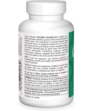 Source Naturals Yaeyama Chlorella 200 mg - Plant-Based B12 Green Superfood | 300 Tablets - Buy Online on GoSupps.com