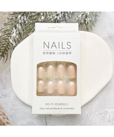 Glossy White French Tip Almond Shape Press-On Nails - Medium Length | Full Cover Acrylic False Nails with Cute Design for Women - Buy Online on GoSupps.com