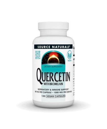 Source Naturals Quercetin with Bromelain Respiratory and Immune Support* - 500 mg per Capsule 1000 mg per Serving - 120 Vegan Capsules
