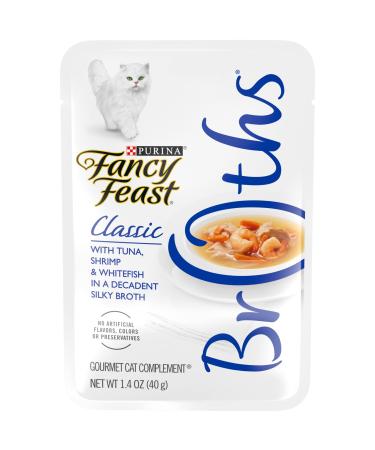 Purina Fancy Feast Limited Ingredient Wet Cat Food Complement, Broths With Tuna, Shrimp & Whitefish - (16) 1.4 oz. Pouches - Buy Online on GoSupps.com