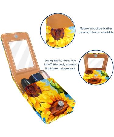 Travel Lipstick Organizer Case | Portable Makeup Bag with Mirror | Watercolor Sunflower Design | Shop Internationally - Buy Online on GoSupps.com