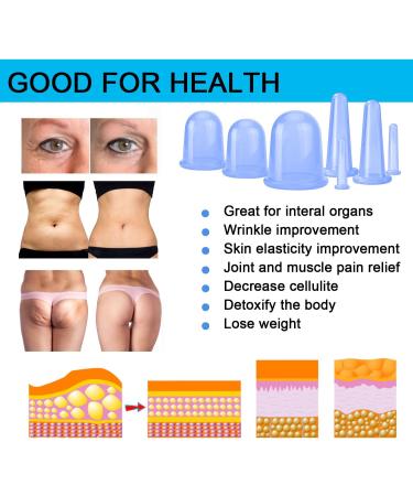 Cupping Therapy Set - 7Pcs Silicone Anti Cellulite Massage Cups for Face and Body - Blue - Buy Online on GoSupps.com