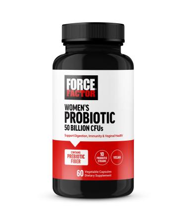 Force Factor Probiotic for Women 50 Billion CFU Women s Probiotic for Digestive Health Immunity and Vaginal Health 10 Strains with Lactobacillus Acidophilus Vegan 60 Capsules