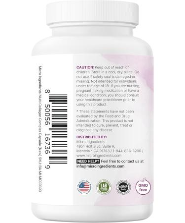 Micro Ingredients Multi Collagen Pills for Women & Men 240 Capsules | Type I II III V X | Hydrolyzed Protein Peptides with Biotin Hyaluronic Acid & Vitamin C Complex | Keto & Paleo Friendly 240 Count (Pack of 1) - Buy Online on GoSupps.com