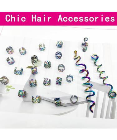 23 Pieces Dreadlock Jewellery Hair Spirals Clips Hair Braid Rings Adjustable Metal Cuffs Hair Dreadlocks Accessories Cuffs Hair Accessories Set Hair Spirals Dreadlocks for Men and Women (A) - Buy Online on GoSupps.com
