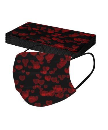 ZQP Disposable Face Bandana Valentine's Day Face Bandanas Heart Shaped Design 3-Ply Breathable Adjustable Balacavas 10PCS A1124-269