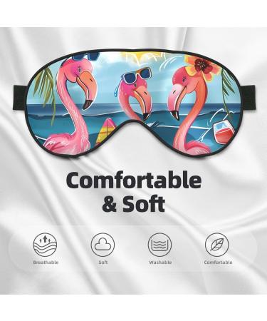 Summer Flamingo Sleep Mask | Adjustable Blackout Eye Cover for Travel | Soft Eye Mask for Men & Women - Perfect for Sleeping & Relaxation - Buy Online on GoSupps.com