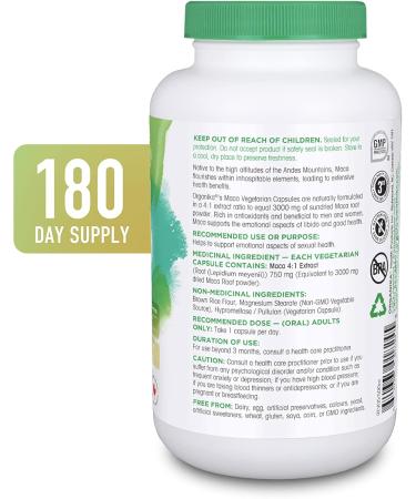 Organika Maca 4:1 Strength 180 Vcaps- 3000mg. High Bioavialability Hormone Balance Adaptogen to Help with Stress and Energy Herbal Supplement - Buy Online on GoSupps.com