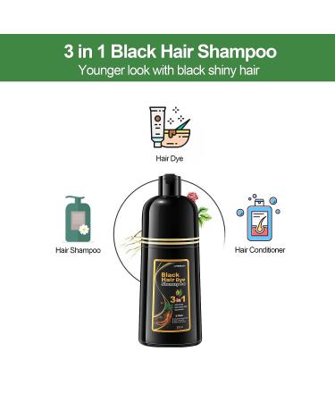 TENGLONG Instant Black Hair Dye Shampoo 500ml - Long Lasting Color, 100% Gray Coverage, Herbal Ingredients - For Men & Women - Includes Gloves - Buy Online on GoSupps.com