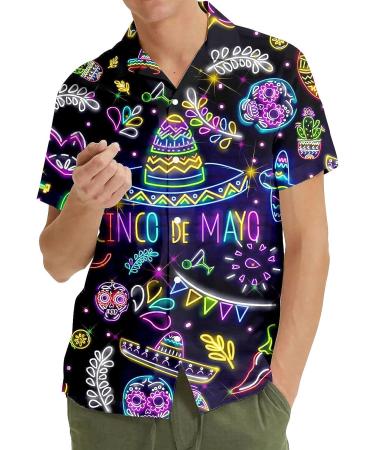PIGO American Bigfoot Hawaiian Shirt for Men - Funny Sasquatch Button Down - Neon Mexico - X-Large - Buy Online on GoSupps.com