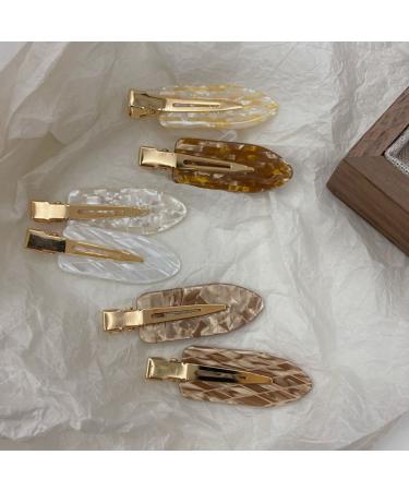 Large No Crease Hair Clips No bend Hair Clips for Women Acrylic Resin Flat Clip Flat Bangs Waves Duck Bill Clips No Hair Barrettes for Women Girls One Size 6PCS Style G