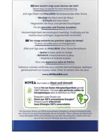 Nivea Men Anti-Age Hyaluron After Shave Balm - 24H Moisture Soothing Facial Care for Men | Refreshing Shave Balm (100ml) - International Shipping Available - Buy Online on GoSupps.com