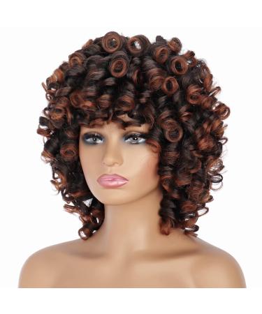 Porsmeer Afro Wig for Women | Black Brown Synthetic Curly Bob Wig with Ponytail | Ideal for Halloween Cosplay & Costumes - Buy Online on GoSupps.com