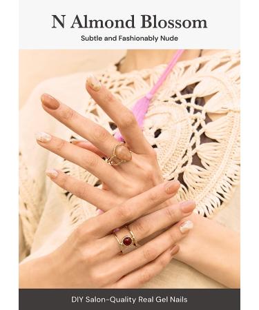 ohora Semi Cured Gel Nail Strips - N Almond Blossom | Works with UV Nail Lamps | Salon-Quality Long Lasting | Easy Application & Removal | Includes Prep Pads, Nail File, & Wooden Stick - Buy Online on GoSupps.com