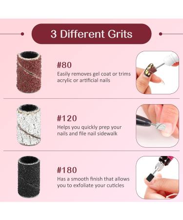 210PCS Nail Drill Sanding Bands with Bit 80/120/180 Grit | Nail Art Sanding Bands in 3 Colors | Manicure and Pedicure Tool Set - Buy Online on GoSupps.com