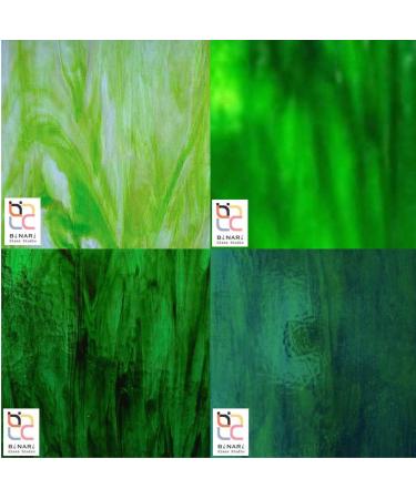 Wissmach Stained Glass Pack - Green Mix | Mosaic Glass 8x6 - BiNARi Glass Studio - Buy Online on GoSupps.com