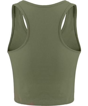 Boao 4-Piece Women's Crop Tank Tops Set - Sleeveless Racerback Sport Tops in Black, White, Army Green & Coffee Medium - Buy Online on GoSupps.com