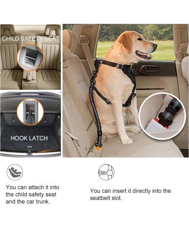 Adjustable Dog Seat Belt - 2-Piece 3-in-1 Reflective Bungee Car Harness for All Breeds | Universal Fit Buckle Hook (Black) - Buy Online on GoSupps.com