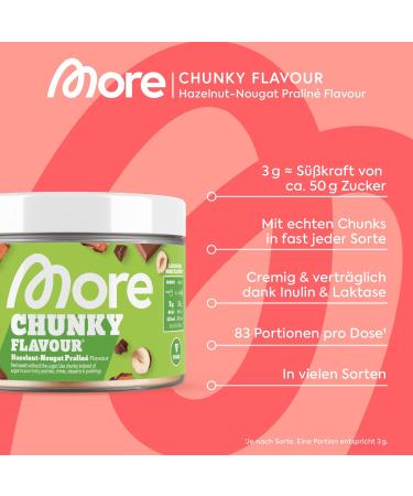 More Chunky Hazelnut Nougat Praline 250g - Low Sugar Flavor Powder with Inulin & Lactase - Premium Quality Made in Germany - Buy Online on GoSupps.com