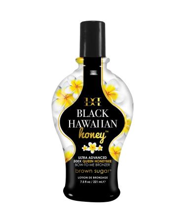 Brown Sugar Double Dark Black Hawaiian Honey Tanning Lotion Ultra Advanced 500X Black Bronzer with Queen Honeybee Complex & Hawaiian Extracts 7.5 Fl Oz