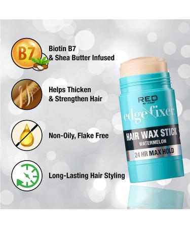 Red by Kiss Hair Wax Stick 24HR Max Hold Edge Fixer - Watermelon Scented Pomade for Non-Sticky, Non-Oily, Flake Free Hair Styling - Buy Online on GoSupps.com