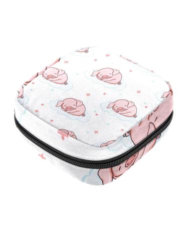 Pig Animal Sleep Sanitary Napkin Storage Bag Menstrual Cup Pouch Small Makeup Sanitary Pads Organizer Small Portable Large Capacity for Girls Multicoloured 03