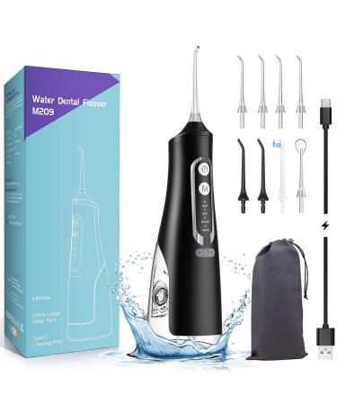 Annmiir Water Dental Flosser Cordless Professional Irrigator for Oral Care with 8 Jet Tips 4 Modes 310mL Water Tank IPX7 Rechargeable and Portable Deep Clean Teeth for Home & Travel Black