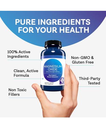 MD. Life Magnesium Oxide 400mg Capsules - High Absorption Magnesium Supplement for Leg Cramps Sleep & Vascular Health - 60 Capsules - Non-GMO Pills for Women 60 Count (Pack of 1) - Buy Online on GoSupps.com