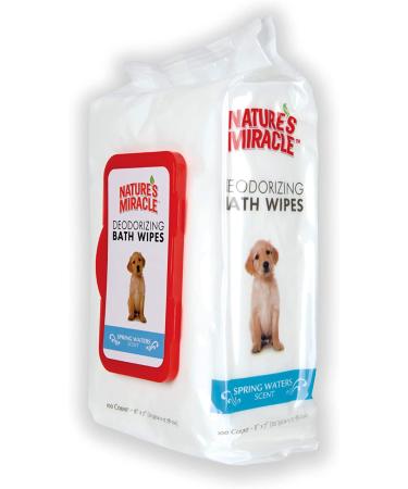 Nature's Miracle Dog Bath Wipes - 100 Count, Spring Waters Deodorizing Formula - Buy Online on GoSupps.com