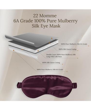 SILKSLEEK 22 Momme Pure Mulberry Silk Sleeping Eye Mask - Soft & Comfortable Blackout Mask in Burgundy Gift Box - Buy Online on GoSupps.com
