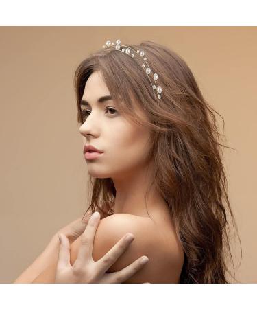 KALIONE White Pearl Double Crown Headband for Women - Elegant Wedding Bride Hair Accessories with Faux Pearls - Perfect Bridal Gift - Buy Online on GoSupps.com