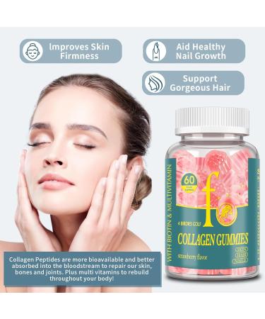 Collagen Gummies for Women Sugar Free Hydrolyzed Collagen Peptides Gummies Type I II III V X with Biotin Zinc Vitamins C A B D E for Skin Hair Nails Bone 120 Count 60 Count (Pack of 2) - Buy Online on GoSupps.com
