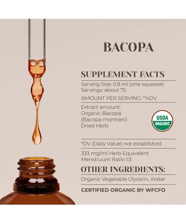 Bacopa USDA Organic | Alcohol-Free Extract, Organic Herbal Drops, Supplement, Relaxation, Positive Cognitive Effect | Tincture Made from 100% Organic Bacopa (Bacopa Monnieri) Dried Herb 2 oz 2 Fl Oz (Pack of 1) - Buy Online on GoSupps.com
