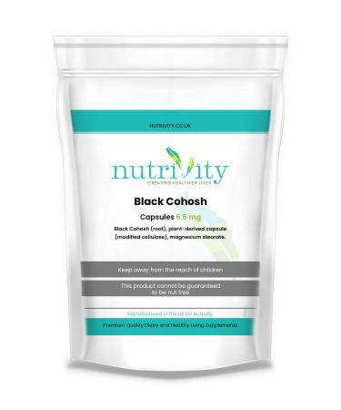 Black Cohosh Root 6.5 mg Capsules Menopause Relief Natural Supplement by Nutrivity (60)