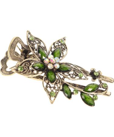 Frcolor Vintage Jewelry Crystal Hair Clips Hairpins- For Hair Clip Beauty Tools(Green)