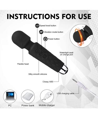 Waterproof Rechargeable Handheld Back Massager for Muscle Recovery - Black (6 * 1.5 INCH) - Buy Online on GoSupps.com